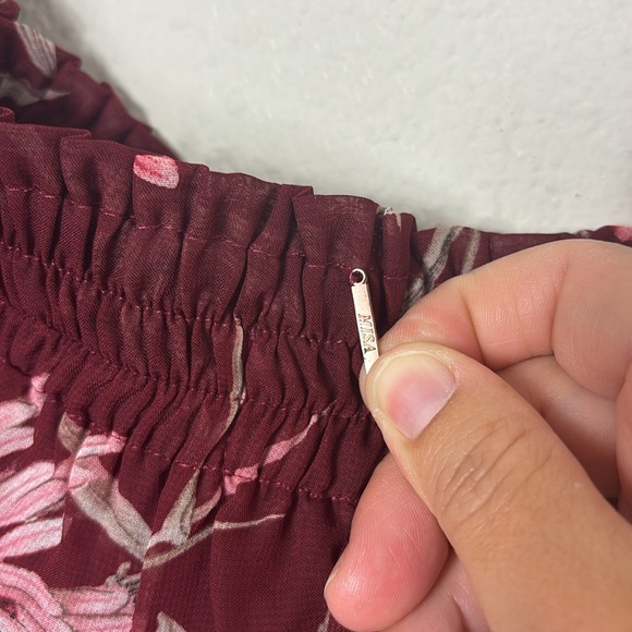 MISA Los Angeles Rima Mini Dress in Floral Burgundy Off the Shoulder Ruffle sz M - Picture 4 of 13